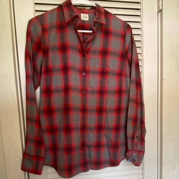 J. crew The‎ Perfect Shirt Flannel Plaid Shirt - Picture 2 of 9